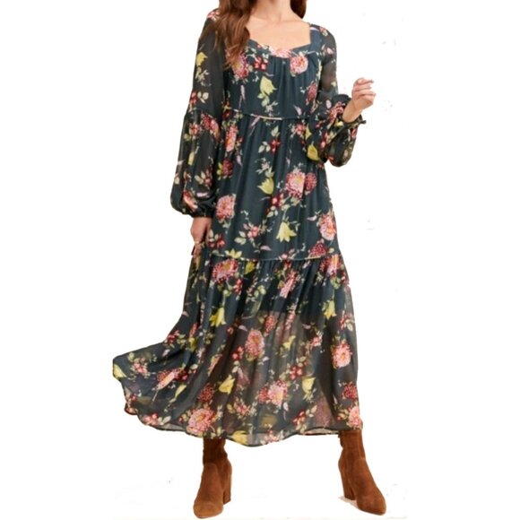 Anthropologie Tiered Evelin Floral Maxi Dress Size Small - Picture 2 of 10